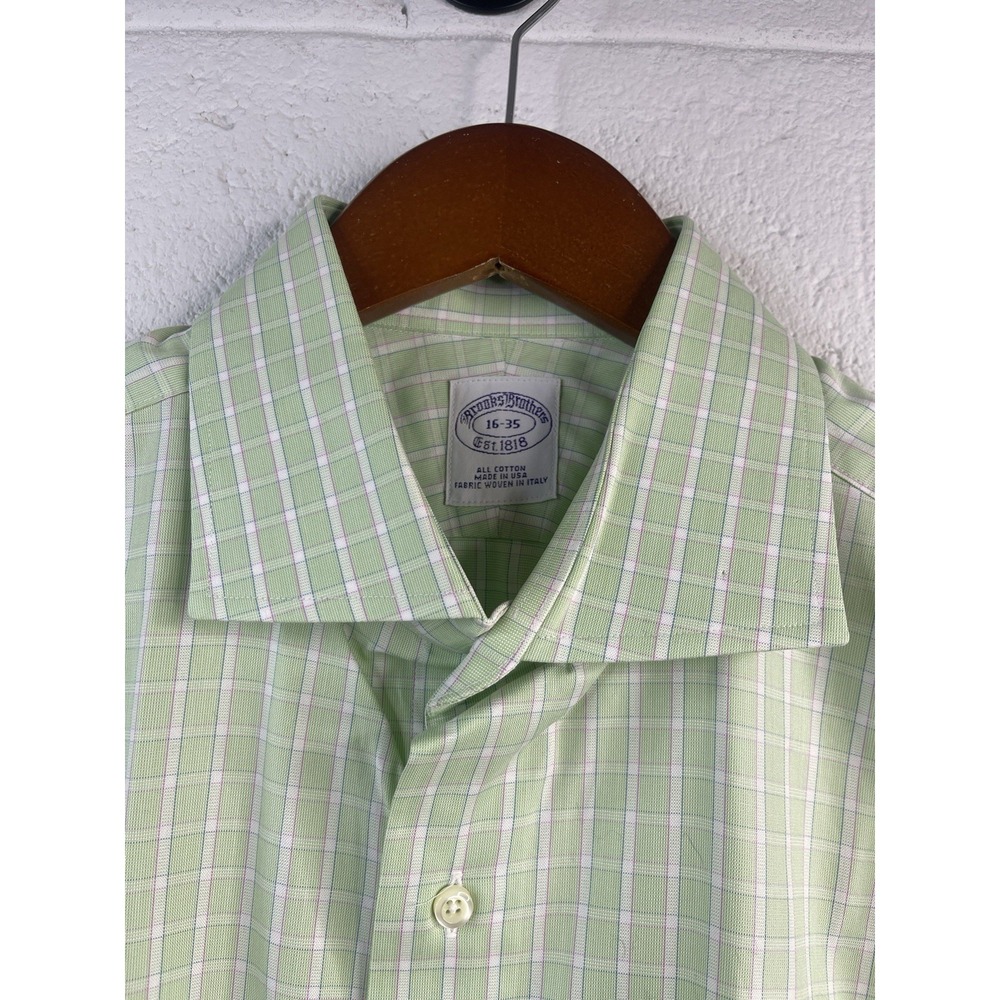 Brooks Brothers‎ Men's Woven Italy  Plaid Dress Shirt Cotton Made In USA 16-35 - Picture 2 of 7